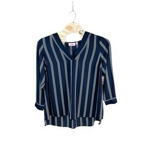 EVRI 2X Black and White Striped Blouse NWT
